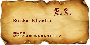 Reider Klaudia névjegykártya